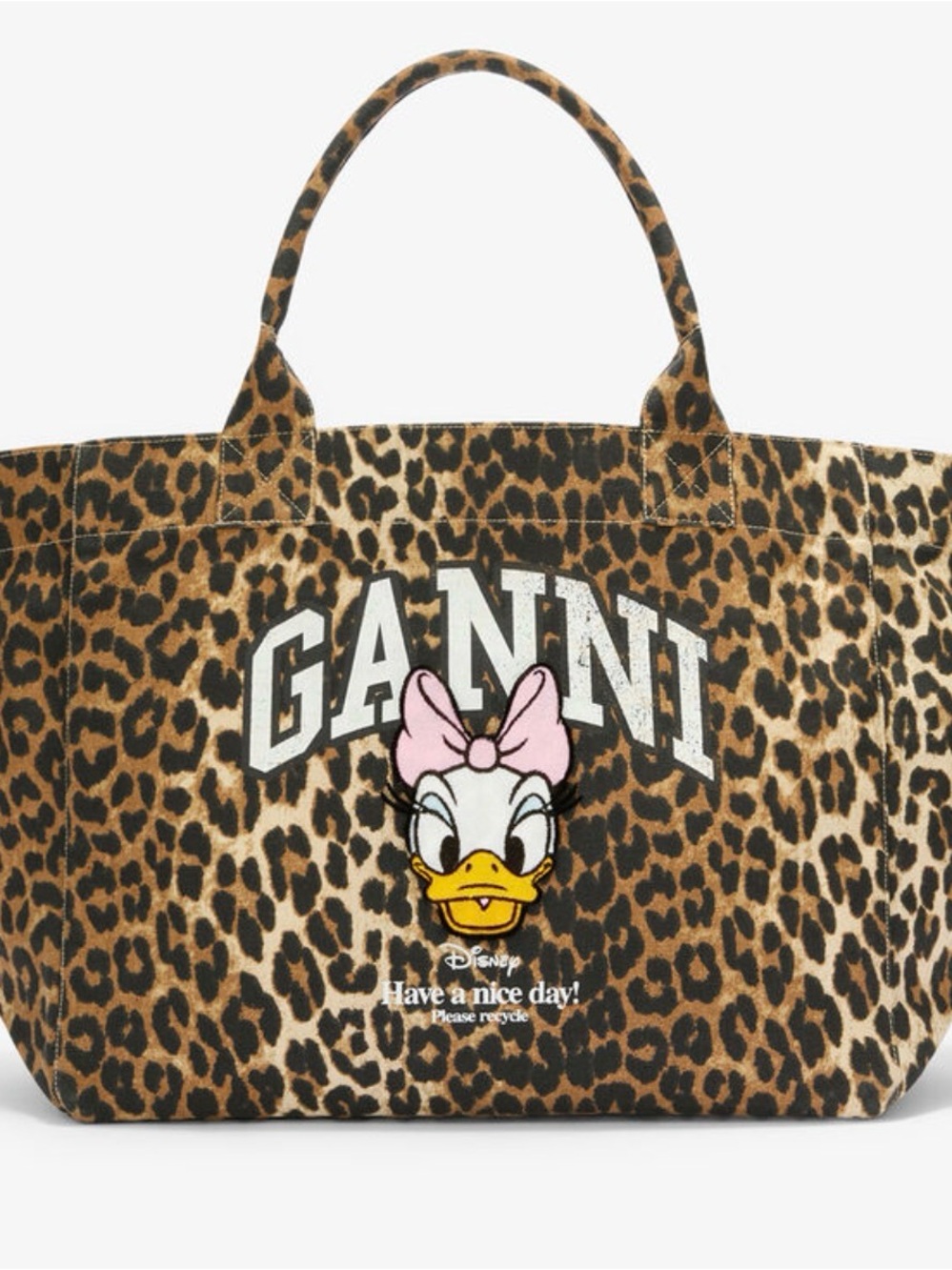 GANNI x Disney XXL Daisy Duck Leopard Print Tote Bag - Brown